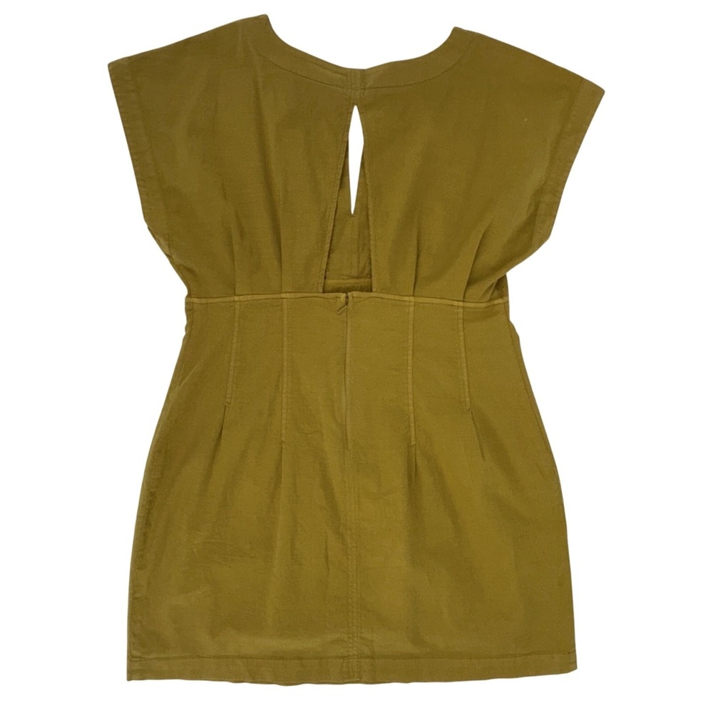 Anthropologie Maeve Dress Mustard Yellow Size 14 V-Neck Keyhole Back Cut Out NWT